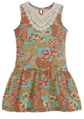 Hartstrings Butterfly Print Dress Girls 7-16