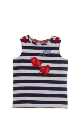 Hartstrings Striped Cherry Top Girls 4-6X