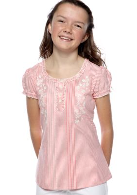 Red Camel Girls Stripe Woven Peasant Top Girls 7-16