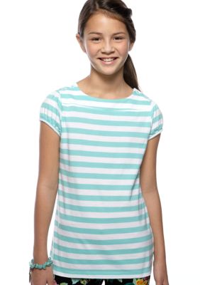 Red Camel Girls Stripe Button Shoulder Top Girls 7-16