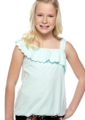 Red Camel Girls Solid One Shoulder Tank Girls 7-16