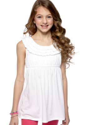 Red Camel Girls Ruffle U-Neck Solid Tank Girls 7-16