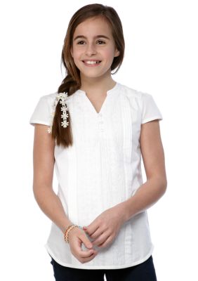 Red Camel Girls Woven Pintuck Top Girls 7-16