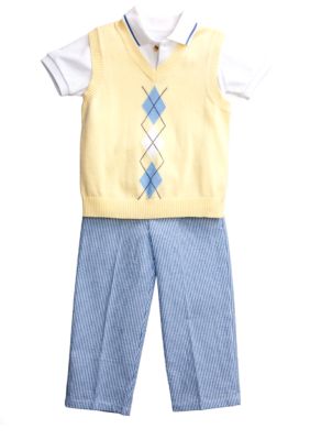 Good Lad 3-Piece Argyle Seersucker Pant Set Boys 4-7