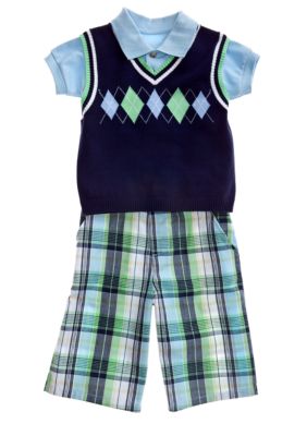 Good Lad 3-Piece Argyle Sweater Vest & Short Set Boys 4-7