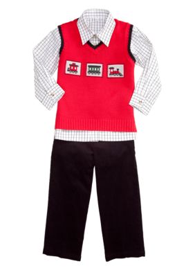 Good Lad Train Sweater Vest Set Boys 4-7