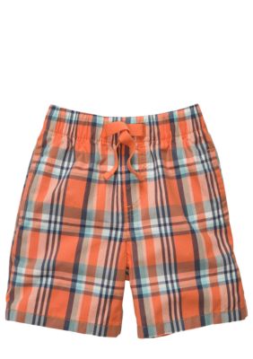OshKosh B'gosh Orange Plaid Poplin Shorts Boys 4-7