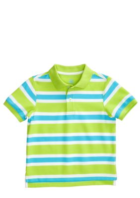 J Khaki Short Sleeved Stripe Polo Boys 4-7