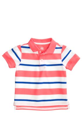 J Khaki Short Sleeved Stripe Polo Boys 4-7