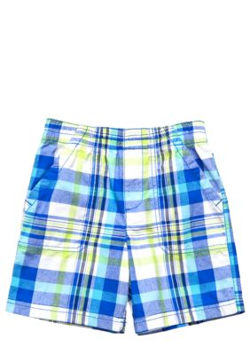 J Khaki Plaid Pork Chop Short Boys 4-7