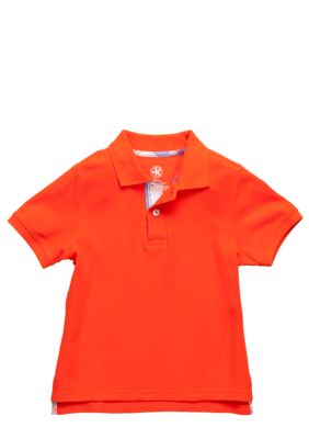 J Khaki Seersucker Placket Polo Boys 4-7