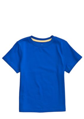 J Khaki Blue Solid Crew Boys 4-7
