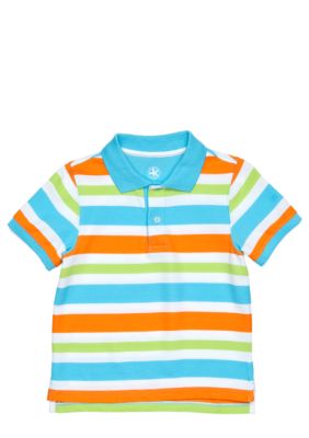 J Khaki Striped Polo Boys 4-7