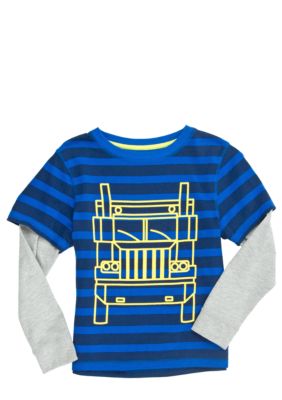 J Khaki Striped 2-In-One Tee Boys 4-7