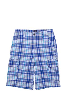 J Khaki Plaid Cargo Short Boys 8-20