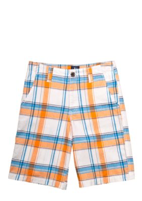 J Khaki&trade; Flat Front Plaid Short Boys 8-20