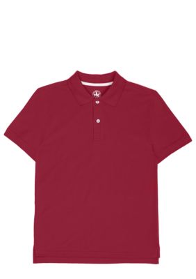 J Khaki Solid Red Hots Pique Polo Knit Boys 8-20