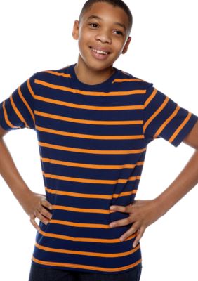 J Khaki Striped Crew Tee Boys 8-20