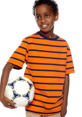 J Khaki Striped Crew Boys 8-20