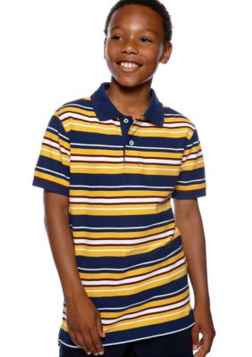 J Khaki Striped Polo Boys 8-20