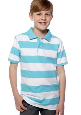 J Khaki Striped Polo Boys 8-20