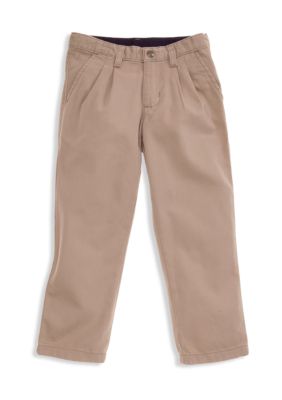 J Khaki Pleated Twill Pant Boys 4-7
