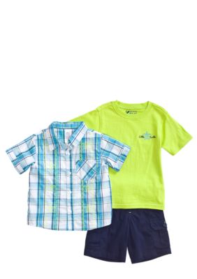 Nannette Turtle Embroidered 3-piece Set Boys 4-7