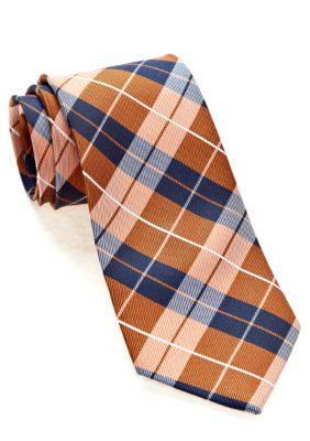 J Khaki Orange Plaid Tie Boys 4-20