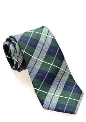 J Khaki Green Plaid Tie Boys 4-20