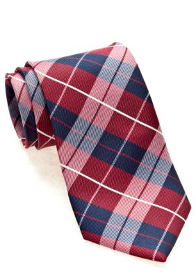J Khaki Red Plaid Tie Boys 4-20