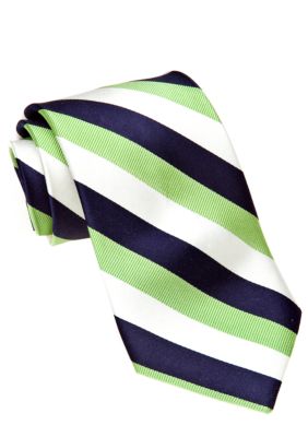 J Khaki Green Stripe Tie Boys 4-20