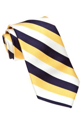 J Khaki Yellow Stripe Tie Boys 4-20