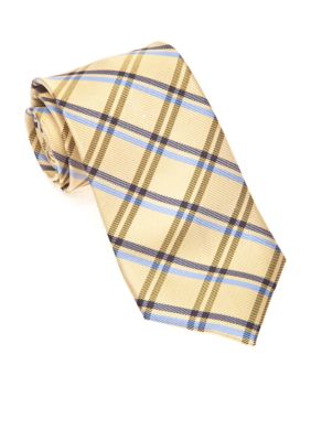 J Khaki Yellow Plaid Tie Boys 4-20