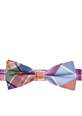 J Khaki Pink Plaid Bowtie