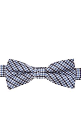 J Khaki Navy Gingham Bowtie