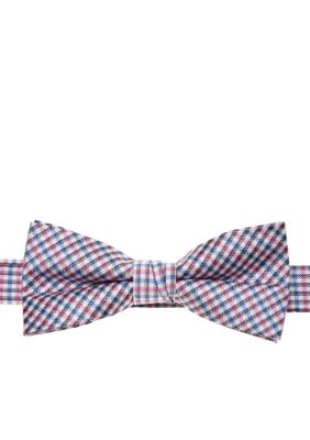 J Khaki Pink Gingham Bowtie Boys 4-20
