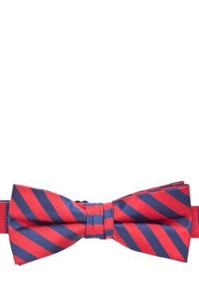 J Khaki Red Stripe Bowtie