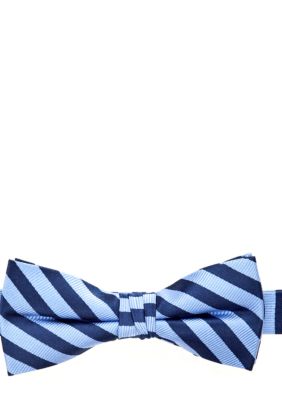 J Khaki Blue Stripe Bowtie