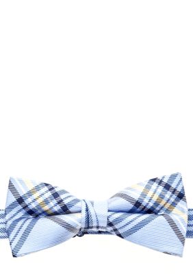J Khaki Blue Plaid Bowtie