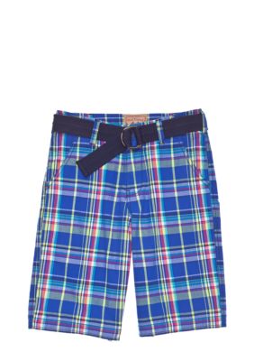 Red Camel Boys Plaid Short with Belt Boys 8-20