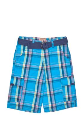 Red Camel Boys&reg; Plaid Cargo Short with Belt Boys 8-20