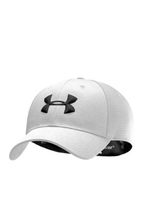Under Armour White Blitzing Stretch Fit Cap Boys 8-20