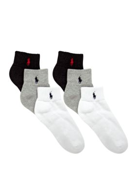 Ralph Lauren Childrenswear 6-Pack Athletic Quarter Socks Boys 8-20