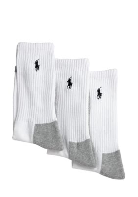 Ralph Lauren Childrenswear 3-Pack Grey Soled Crew Socks Boys 4-20