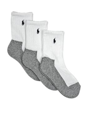 Ralph Lauren Childrenswear 3-Pack Grey Soled Crew Socks Toddler Boys