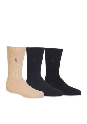 Ralph Lauren Childrenswear 3-Pack Ribbed Dress Sock Boys 4-20