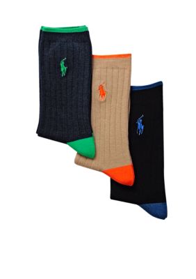 Ralph Lauren Childrenswear 3-Pack Ribbed Dress Socks Boys 4-20