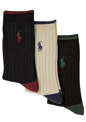 Ralph Lauren Childrenswear 3-Pack Ribbed Dress Socks Boys 4-20