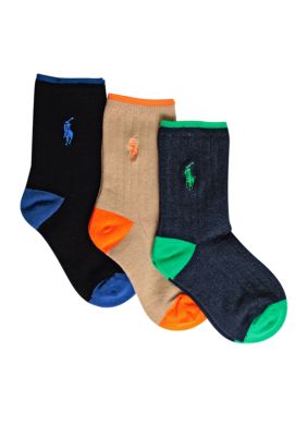 Ralph Lauren Childrenswear 3-Pack Ribbed Dress Socks Toddler Boys