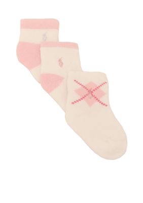 Ralph Lauren Childrenswear 3-Pack Argyle Crew Socks Girls